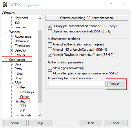 Configuration Putty SSH