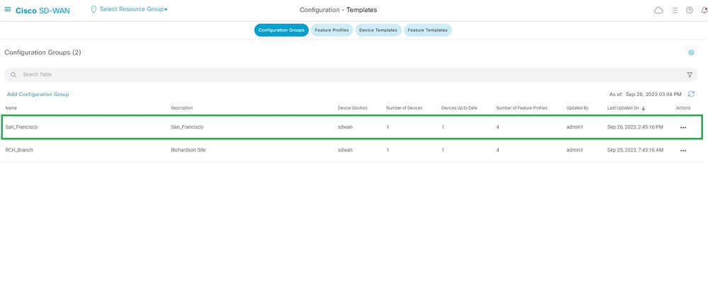 Grupos de configuración