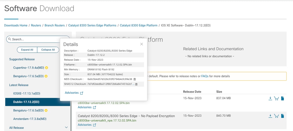 Software Download Minimum Memory and Checksum