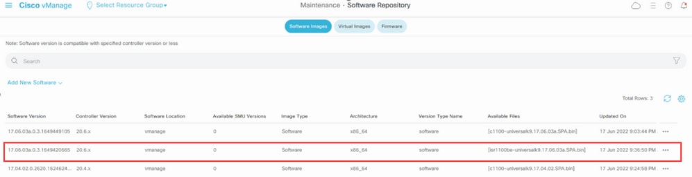 Validation of Software Image in Software Repository