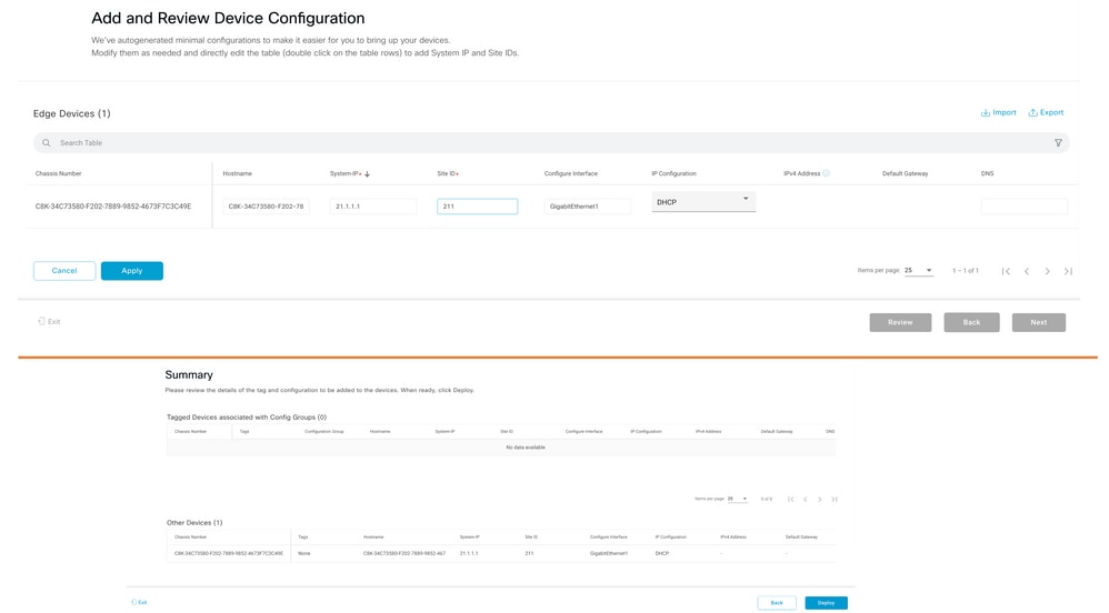 Add and Review Device Configuration