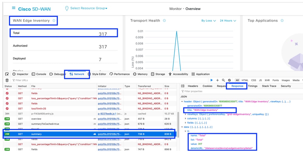 Informations de réponse API