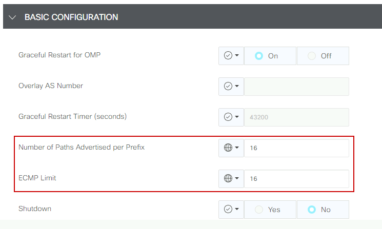 OMP - حد ECMP