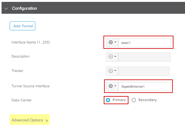 تكوين واجهة IPsec