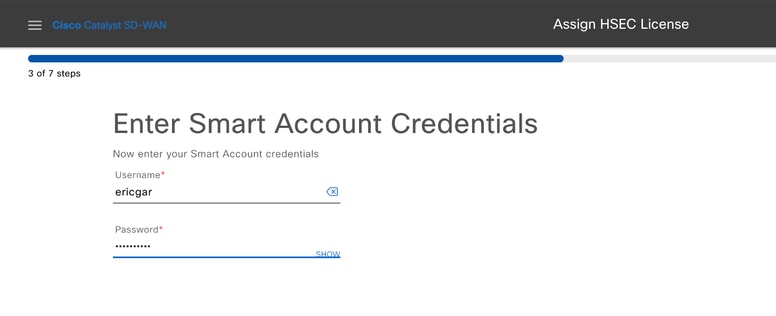 Enter Smart Account Credentials