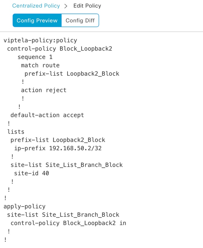 Centralized Policy Configuration Preview 2