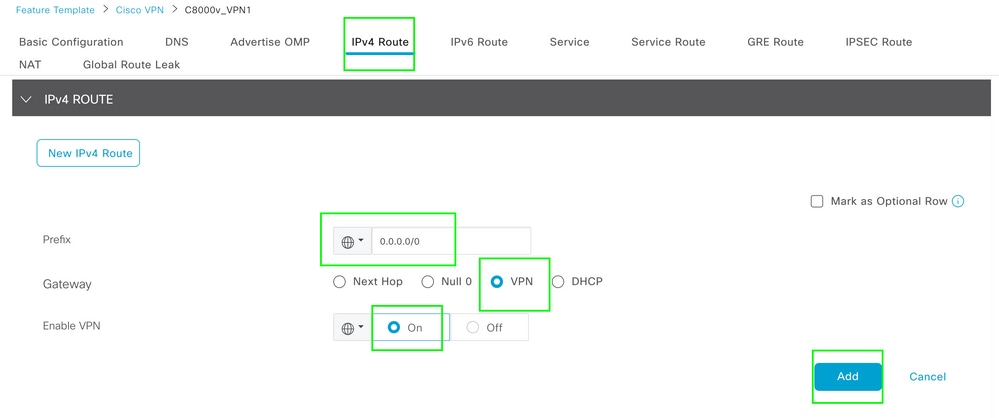 VPN 1 IPV4 Route Template