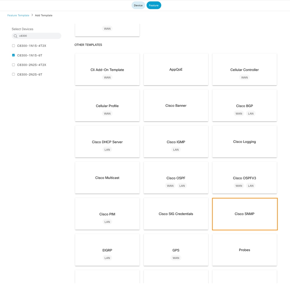 SNMP-functie selecteren