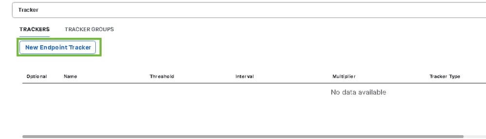 Seleccione New Endpoint Tracker