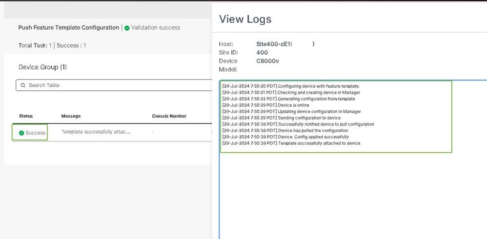 Logs de Êxito e Exibição