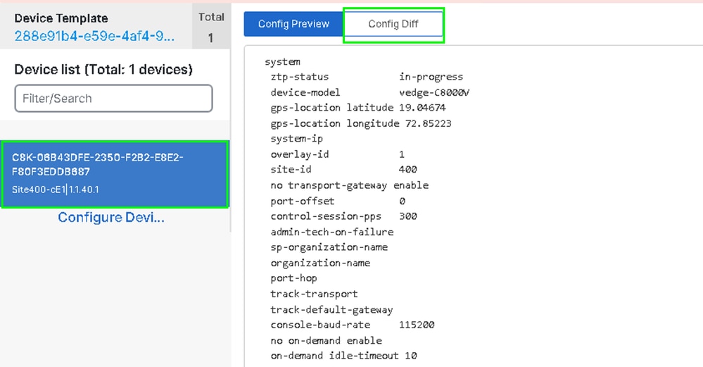 Verificar que el Diff de Configuración sea Correcto