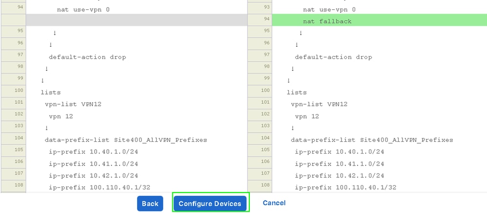 Selecione Configurar dispositivos para validar