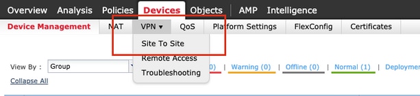 Navigate to Devices, VPN and Site to Site