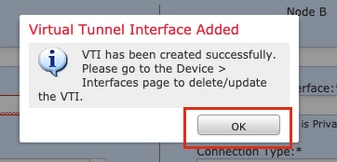 Vérification de l'interface de tunnel virtuelle ajoutée