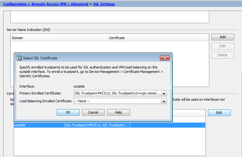 تحديد SSL TrustPoint