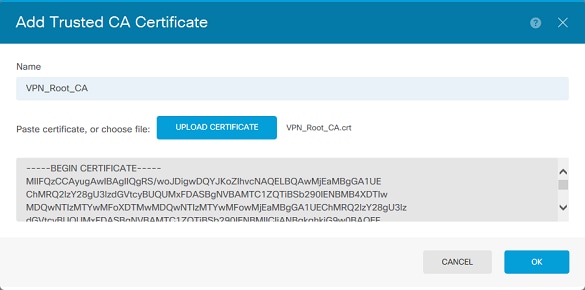 Trusted CA Certificate Installation - Specify a Name for the Trustpoint