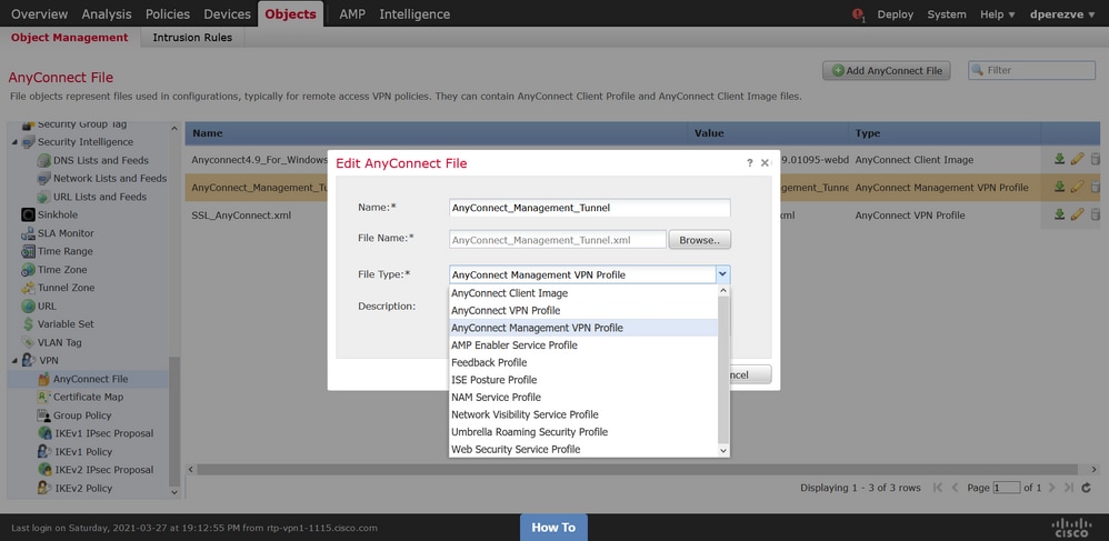 AnyConnect Management Profile Object