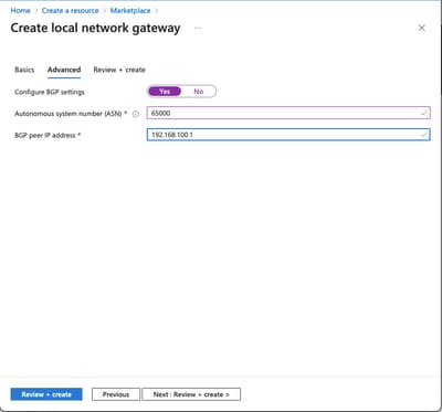 Aggiungi indirizzo IP peer BGP