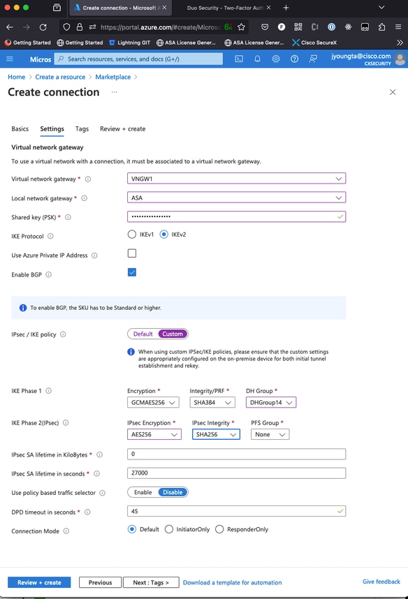 Valeur par défaut de la stratégie IPsec ou IKE personnalisée