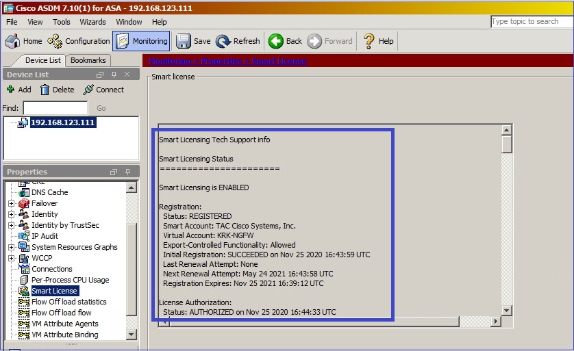 Cisco ASA Smart Licensing on FXOS - Check Registration Status