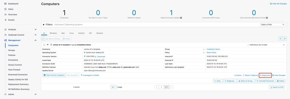 View diagnostics