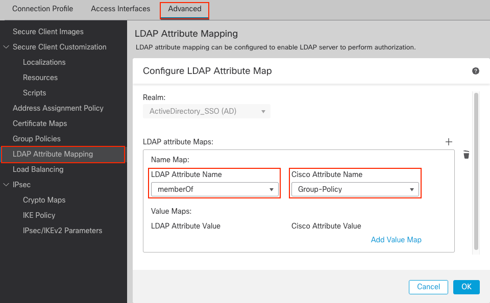 LDAP Attribute Map