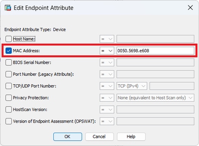 Configura condizione MAC per DAP