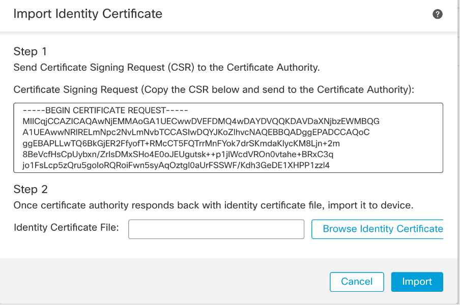 FMC - Certificado de identidade de importação