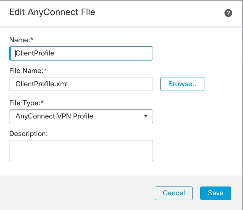 FMC - Perfil de VPN do Anyconnect