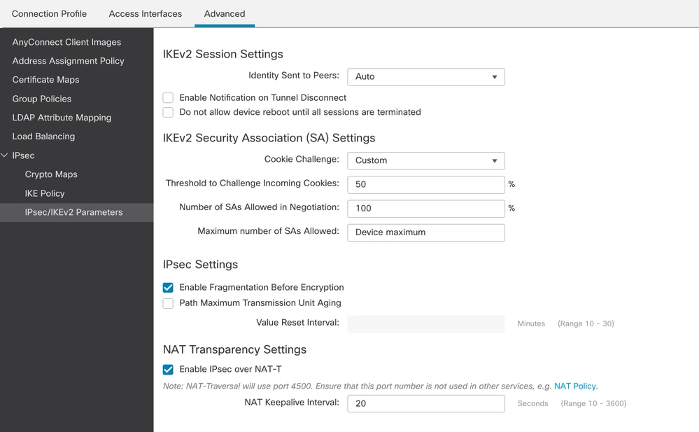 FMC - IPsec/IKEv2-Parameter