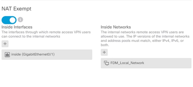 Configuración de la exención de NAT para clientes AnyConnect en la GUI de FDM