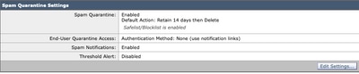 Spam Quarantine Settings