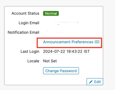 Click Announcement Preferences