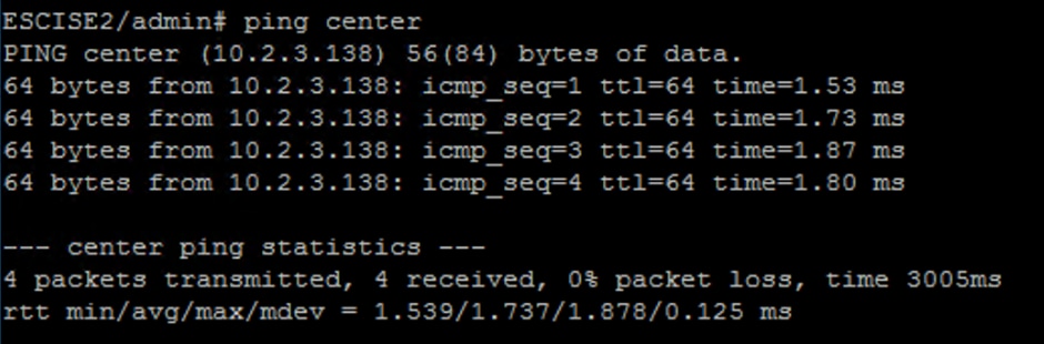 Ping-Status von ISE in Richtung Mitte