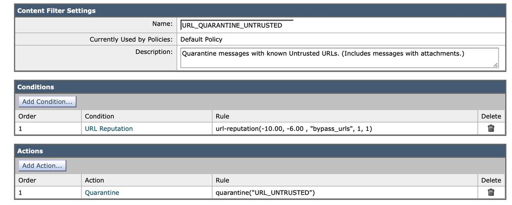 configuración de filtro de contenido