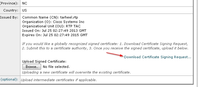 Aggiornamento del certificato tramite GUI