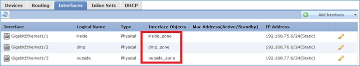 Interfaces atribuídas