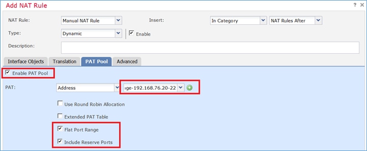 使用Include Reserver Porst启用平面端口范围