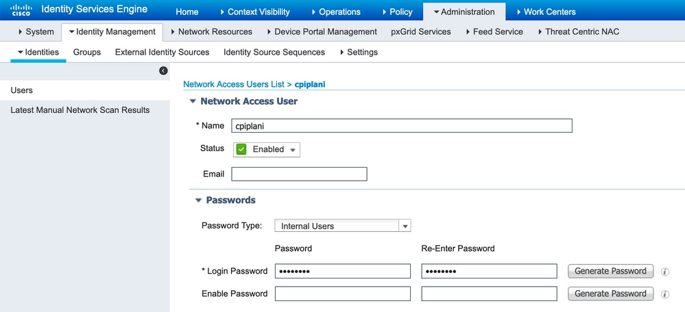 Configure the Identity User