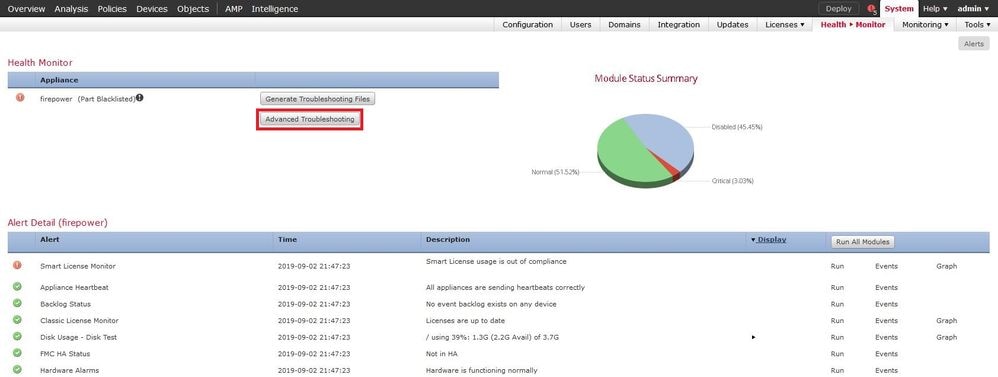 Selezionare Advanced Troubleshooting