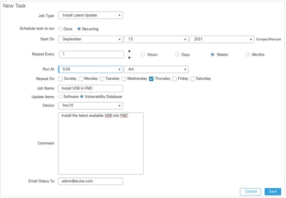 FMC 6.6.1+ Upgrade Tips - FMC Scheduling Task is used to install automatically VDB updates in FMC