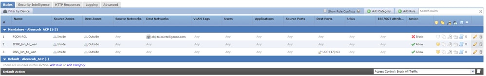 ACL FQDN - Applicato