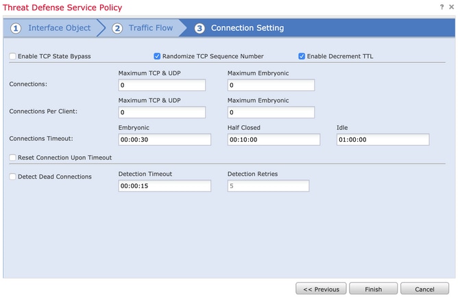 Threat Defense Service Policy:Enable Decrement TTLの選択