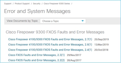 Fallos y mensajes de error de FXOS