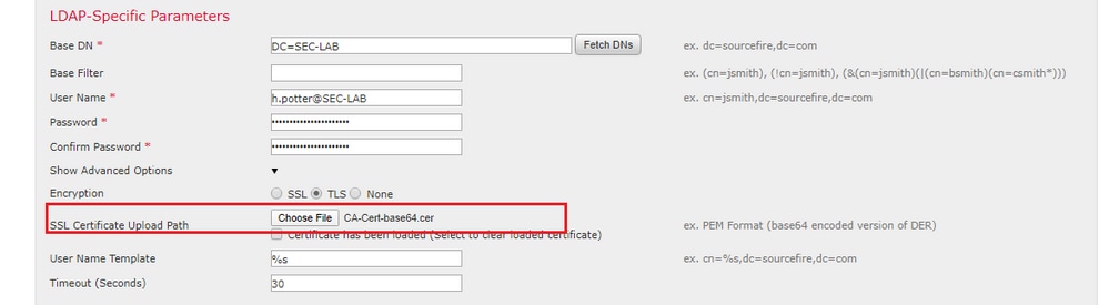 Carica certificato CA per verifica certificato server in Cisco FMC