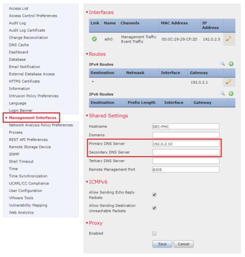 Configuration des interfaces de gestion des accès dans Cisco FMC