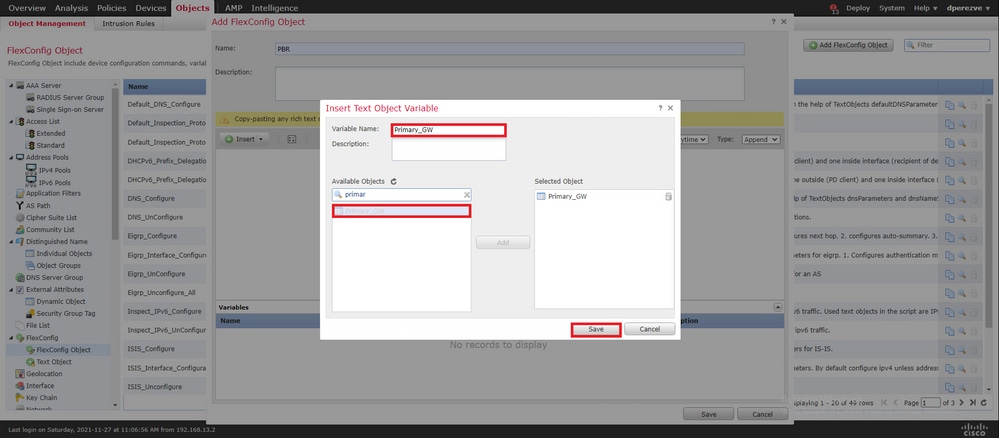 Primary GW within FlexConfig