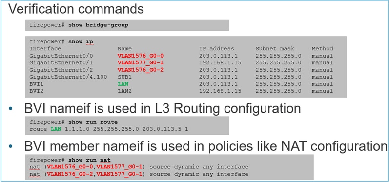 Comandi di verifica, configurazione di routing L3 e nome membro se utilizzato nei criteri