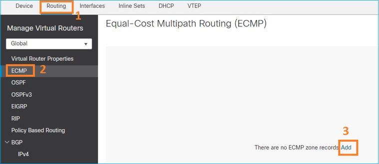 Configurazione interfaccia utente FMC ECMP