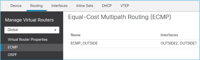 واجهة التوجيه متعدد المسارات متساوية التكلفة ل ECMP